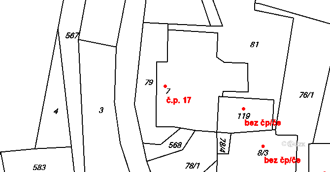 Žíželeves 17, Hořiněves na parcele st. 7 v KÚ Žíželeves, Katastrální mapa