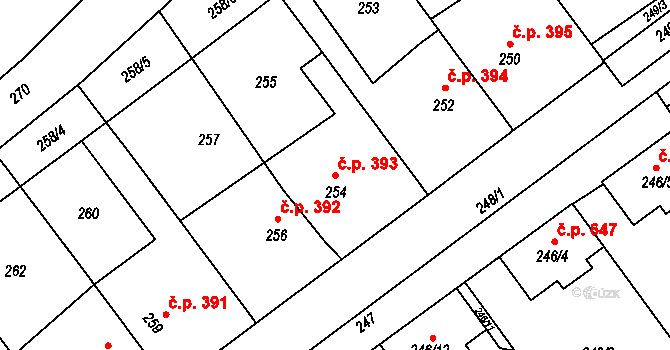 Horka nad Moravou 393 na parcele st. 254 v KÚ Horka nad Moravou, Katastrální mapa