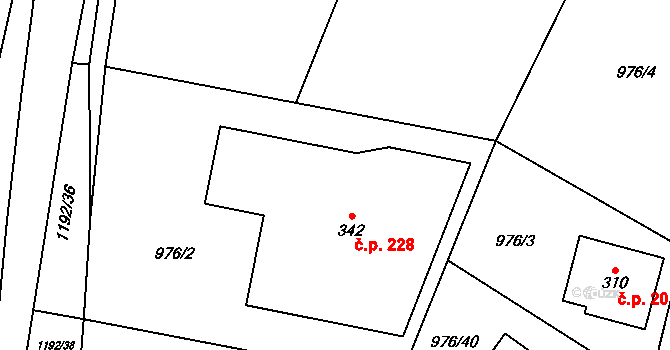 Želivec 228, Sulice na parcele st. 342 v KÚ Sulice, Katastrální mapa