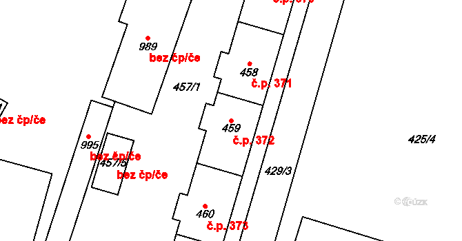 Libochovice 372 na parcele st. 459 v KÚ Libochovice, Katastrální mapa