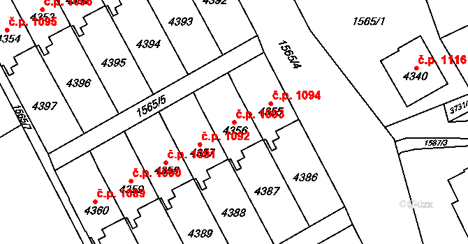 Žamberk 1093 na parcele st. 4356 v KÚ Žamberk, Katastrální mapa