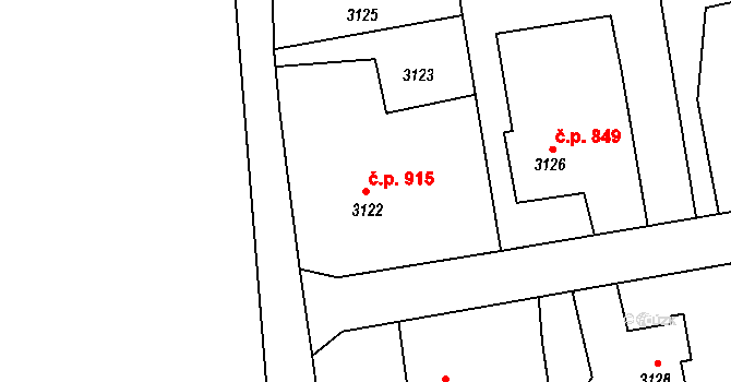 Dolní Lutyně 915 na parcele st. 3122 v KÚ Dolní Lutyně, Katastrální mapa
