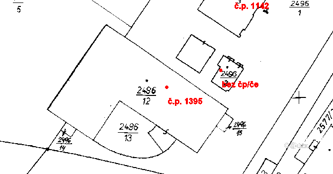 Poděbrady III 1395, Poděbrady na parcele st. 2496/12 v KÚ Poděbrady, Katastrální mapa