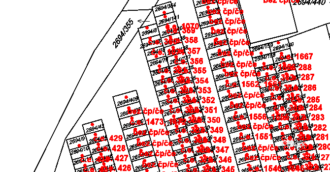 Pelhřimov 364 na parcele st. 2694/81 v KÚ Pelhřimov, Katastrální mapa