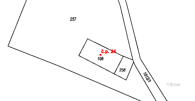 Marketa 24, Dolní Poustevna na parcele st. 108 v KÚ Horní Poustevna, Katastrální mapa