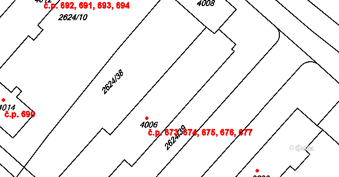 Kolín II 673,674,675,676,677, Kolín na parcele st. 4006 v KÚ Kolín, Katastrální mapa