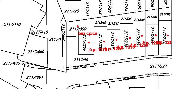 Chodov 1275, Praha na parcele st. 2117/235 v KÚ Chodov, Katastrální mapa