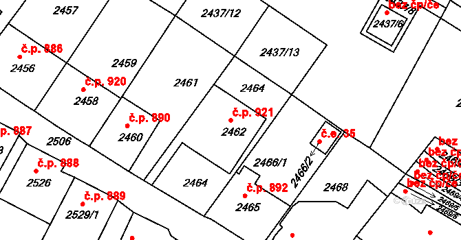 Rumburk 1 921, Rumburk na parcele st. 2462 v KÚ Rumburk, Katastrální mapa