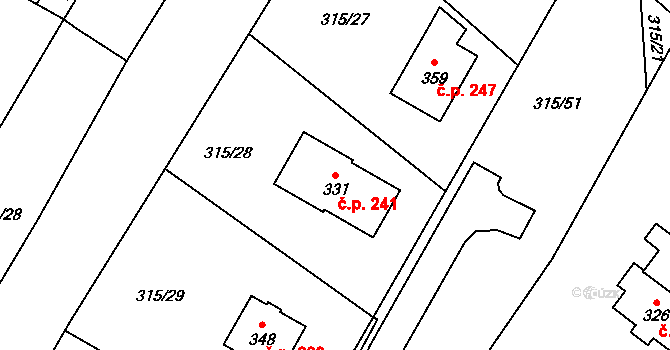Chotyně 241 na parcele st. 331 v KÚ Chotyně, Katastrální mapa
