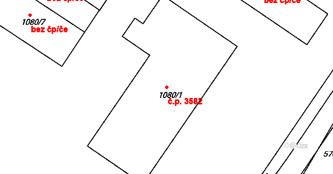 Znojmo 3582 na parcele st. 1080/1 v KÚ Znojmo-město, Katastrální mapa
