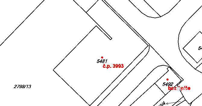 Havlíčkův Brod 3993 na parcele st. 5481 v KÚ Havlíčkův Brod, Katastrální mapa