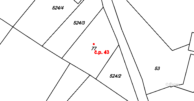 Nemilkov 43, Velhartice na parcele st. 77 v KÚ Nemilkov, Katastrální mapa