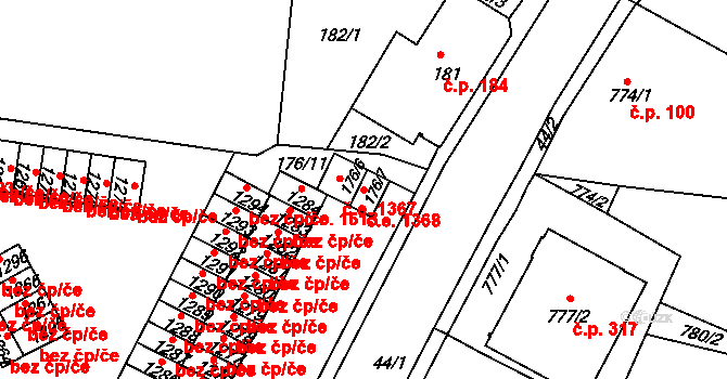 Děčín XXXII-Boletice nad Labem 1368, Děčín na parcele st. 176/7 v KÚ Boletice nad Labem, Katastrální mapa