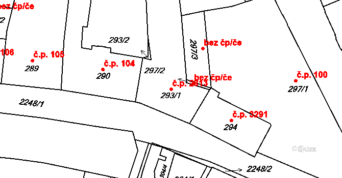 Šumperk 2813 na parcele st. 293/1 v KÚ Šumperk, Katastrální mapa