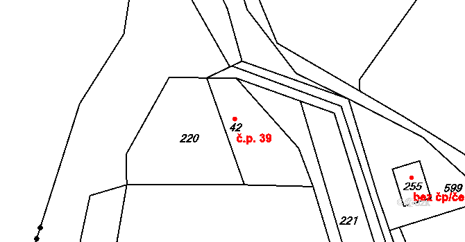 Leč 39, Skuhrov na parcele st. 42 v KÚ Skuhrov pod Brdy, Katastrální mapa