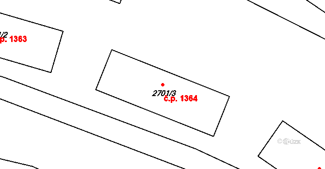 Velké Meziříčí 1364 na parcele st. 2701/3 v KÚ Velké Meziříčí, Katastrální mapa