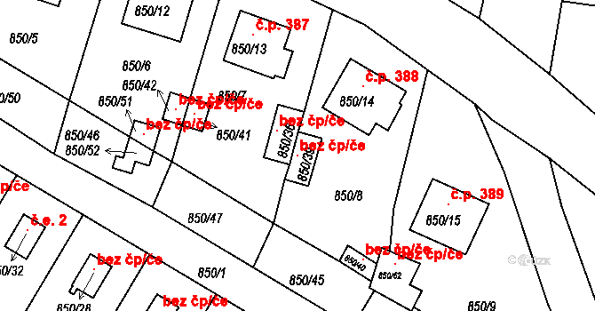 Rudolfov 40545725 na parcele st. 850/39 v KÚ Rudolfov u Českých Budějovic, Katastrální mapa