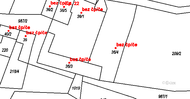 Choustník 40927725 na parcele st. 36/4 v KÚ Předboř u Choustníku, Katastrální mapa