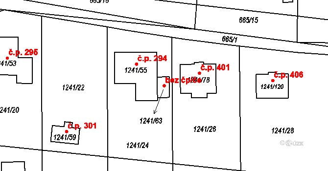 Dýšina 41442725 na parcele st. 1241/63 v KÚ Dýšina, Katastrální mapa