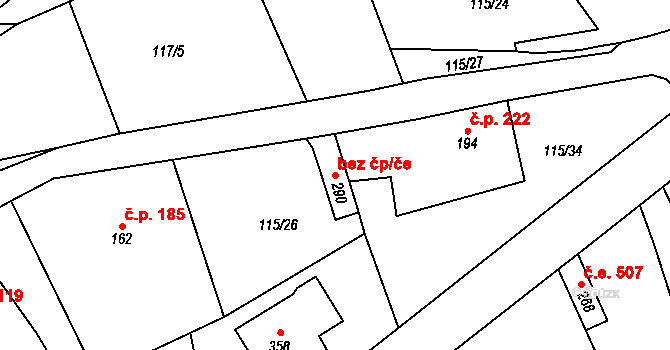 Dolní Radechová 42026725 na parcele st. 290 v KÚ Dolní Radechová, Katastrální mapa