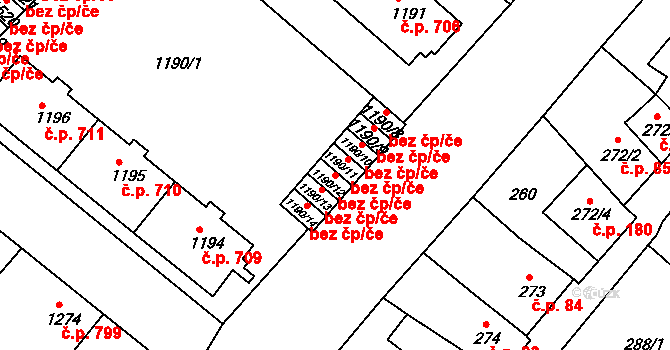 Sušice 43444725 na parcele st. 1190/12 v KÚ Sušice nad Otavou, Katastrální mapa