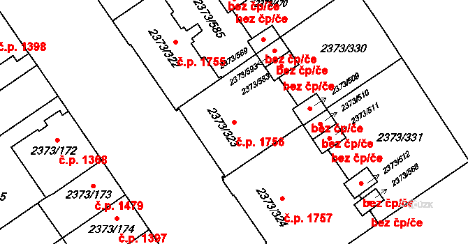 Předměstí 1756, Opava na parcele st. 2373/323 v KÚ Opava-Předměstí, Katastrální mapa