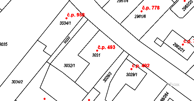 Hlučín 493 na parcele st. 3031 v KÚ Hlučín, Katastrální mapa