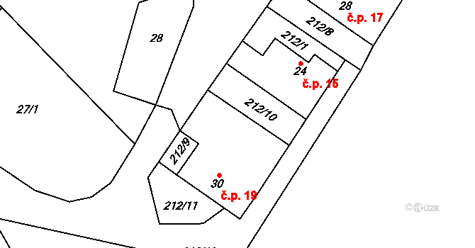 Hluboká 19, Trhová Kamenice na parcele st. 30 v KÚ Hluboká u Trhové Kamenice, Katastrální mapa
