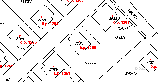 Hlinsko 1266 na parcele st. 2034 v KÚ Hlinsko v Čechách, Katastrální mapa