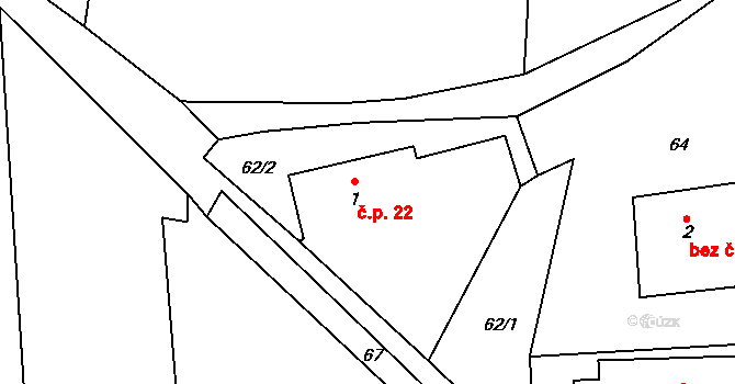 Přes 22, Hostouň na parcele st. 1 v KÚ Přes, Katastrální mapa