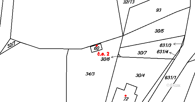 Chmelná 2, Sušice na parcele st. 60 v KÚ Velká Chmelná, Katastrální mapa