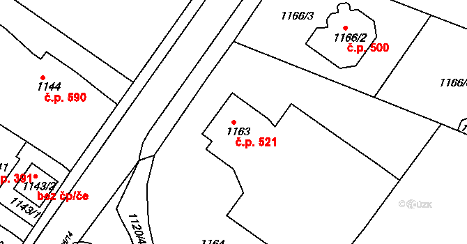 Česká Skalice 521 na parcele st. 1163 v KÚ Česká Skalice, Katastrální mapa