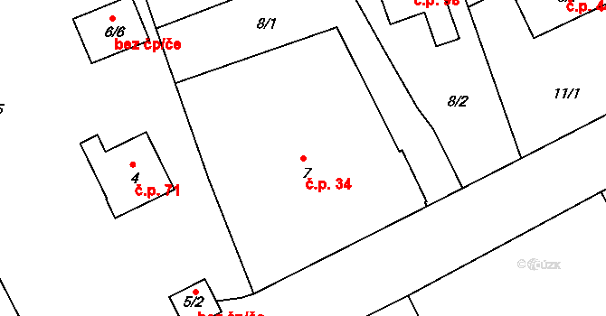 Prchalov 34, Příbor na parcele st. 7 v KÚ Prchalov, Katastrální mapa