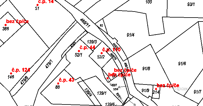 Perštejn 110 na parcele st. 52/2 v KÚ Perštejn, Katastrální mapa
