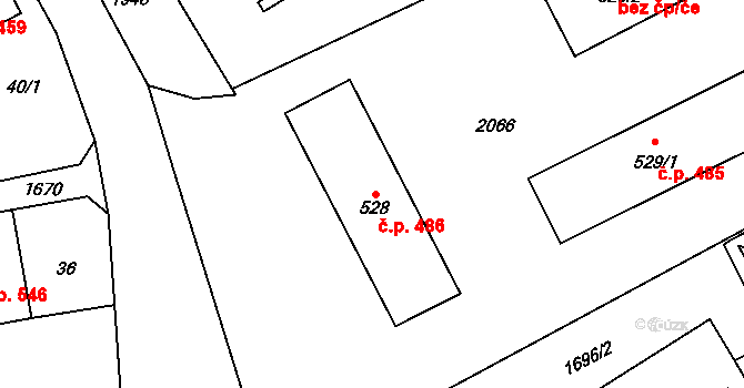 Přibyslav 486 na parcele st. 528 v KÚ Přibyslav, Katastrální mapa