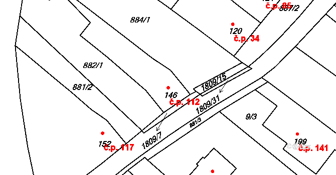 Dobrotice 112, Holešov na parcele st. 146 v KÚ Dobrotice, Katastrální mapa