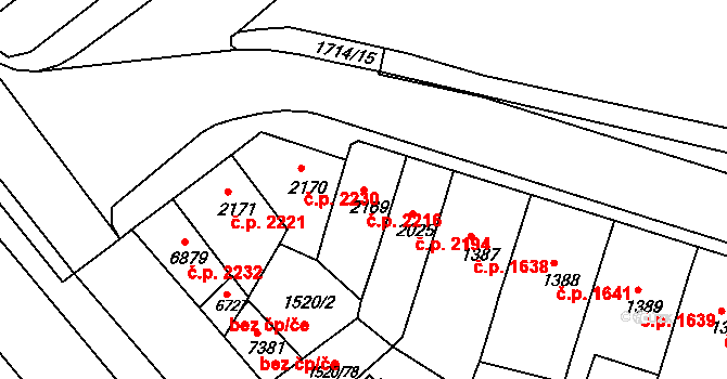Kroměříž 2216 na parcele st. 2169 v KÚ Kroměříž, Katastrální mapa