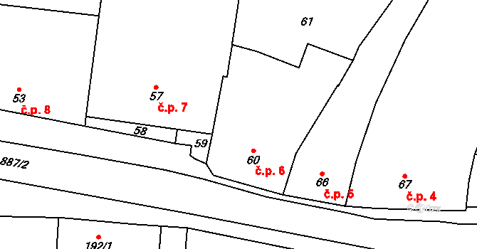 Bílovice 6, Bílovice-Lutotín na parcele st. 60 v KÚ Bílovice, Katastrální mapa