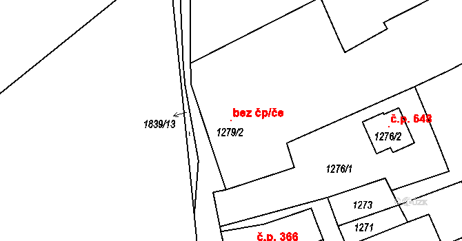 Štěpánov 103971726 na parcele st. 1279/2 v KÚ Štěpánov u Olomouce, Katastrální mapa