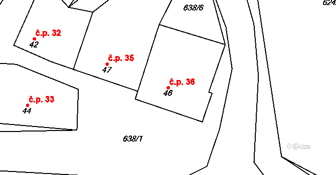 Oslnovice 36 na parcele st. 46 v KÚ Oslnovice, Katastrální mapa