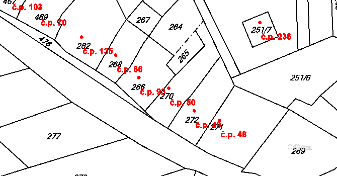 Přerov XII-Žeravice 50, Přerov na parcele st. 270 v KÚ Žeravice, Katastrální mapa