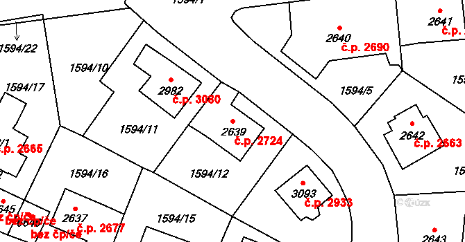 Jablonec nad Nisou 2724 na parcele st. 2639 v KÚ Jablonec nad Nisou, Katastrální mapa