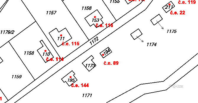 Čelina 89, Borotice na parcele st. 194 v KÚ Čelina, Katastrální mapa