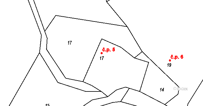 Rudoltice 5, Vrchotovy Janovice na parcele st. 17 v KÚ Rudoltice u Vrchotových Janovic, Katastrální mapa
