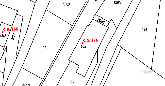 Osík 175 na parcele st. 185 v KÚ Osík, Katastrální mapa