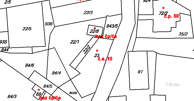 Náčkovice 10, Lovečkovice na parcele st. 23 v KÚ Náčkovice, Katastrální mapa
