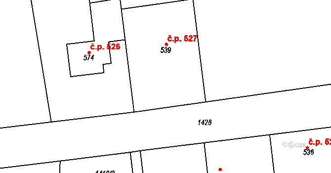 Ledkov 527, Kopidlno na parcele st. 539 v KÚ Kopidlno, Katastrální mapa