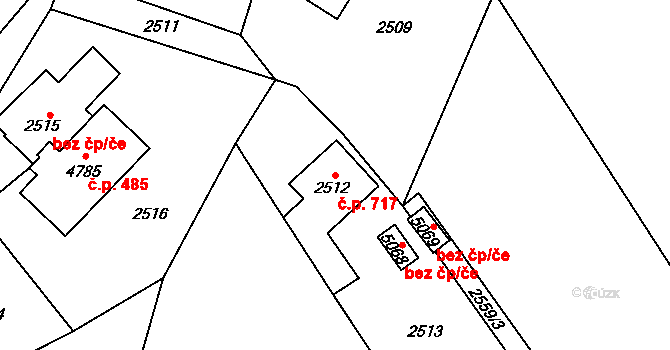 Žamberk 717 na parcele st. 2512 v KÚ Žamberk, Katastrální mapa