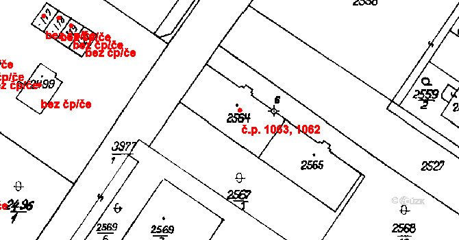 Poděbrady III 1062,1063, Poděbrady na parcele st. 2564 v KÚ Poděbrady, Katastrální mapa