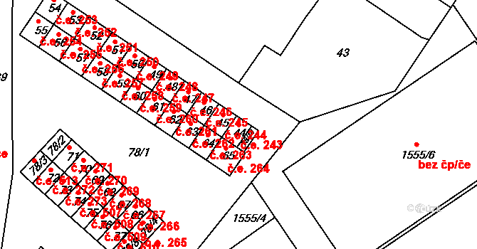 Miřetice u Klášterce nad Ohří 243, Klášterec nad Ohří na parcele st. 44 v KÚ Miřetice u Klášterce nad Ohří, Katastrální mapa